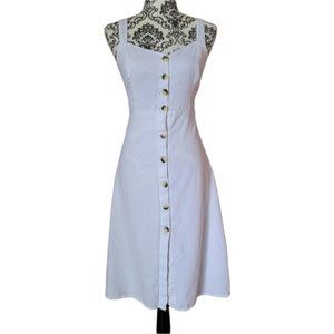 Japna white cotton linen blend button front dress size medium